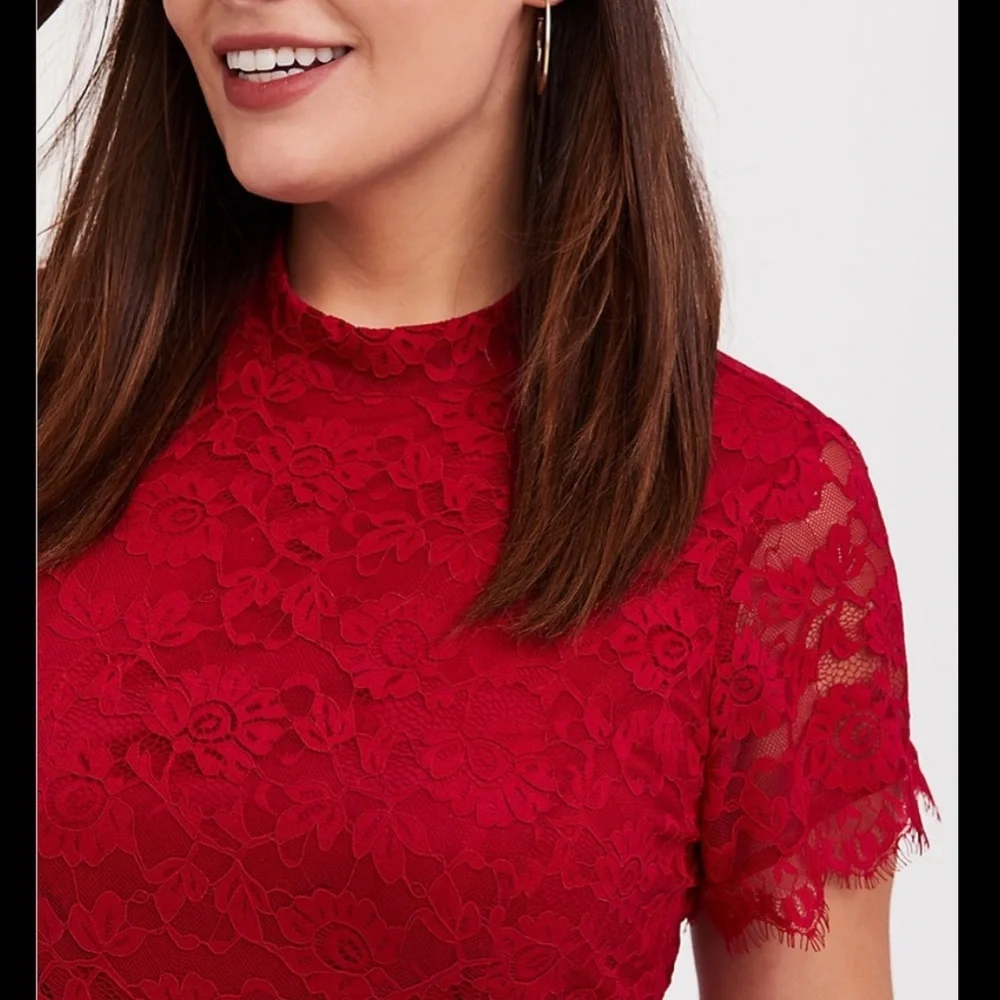 Torrid Mini Lace High Neck Skater Dress - Picture 15 of 16
